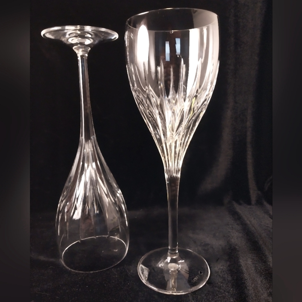 💥💥Pair DaVinci Fine Crystal Tall Water Goblets - Prato Pattern